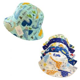 24 Pieces Boys Kids Bucket Hat Dino Airplane Car Assorted - Bucket Hats