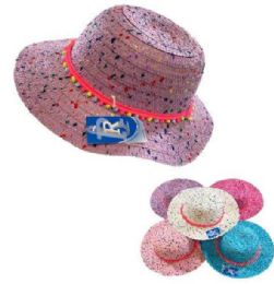 36 Pieces Pompom Cut Girls' Summer Hats Assorted - Sun Hats