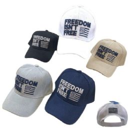 24 Wholesale Freedom Isn't Free With Flag Baseball Cap Hat