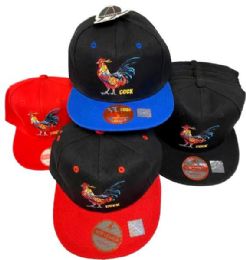 24 Pieces Cock Fight Snapback Baseball Cap Hat - Baseball Caps & Snap Backs