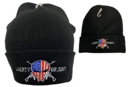 36 Pieces Winter Beanie Liberty Or Death - Hats With Sayings