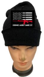 48 Pieces Come And Take Black Color Winter Beanie - Hats With Sayings
