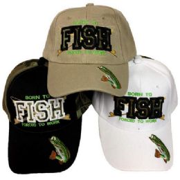 48 Wholesale Born To Fishing Force To Work Hat