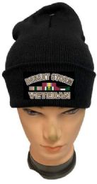 48 Pieces Desert Storm Veteran Black Color Winter Beanie - Hats With Sayings