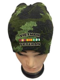 24 Wholesale Vietnam Veteran Camo Color Winter Beanie