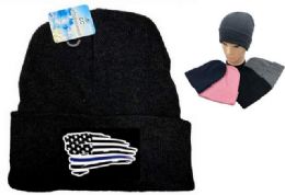 24 Pieces Assorted Color Winter Beanie Black The Blue Usa Flag - Hats With Sayings