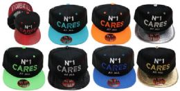 36 Pieces Snap Back Flat Bill Number 1 Care At All Hat - Baseball Caps & Snap Backs