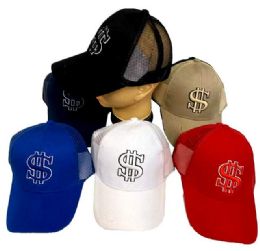 24 Pieces Mesh $ Sign Baseball Cap - Baseball Caps & Snap Backs