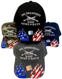 24 Wholesale 2nd Amendment God Guns Guts Baseball Cap Hat
