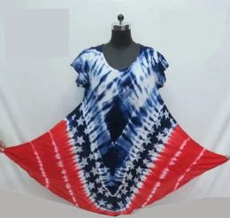 12 Pieces Indian Rayon Tie Dye American Flag Design - Womens Sundresses & Fashion
