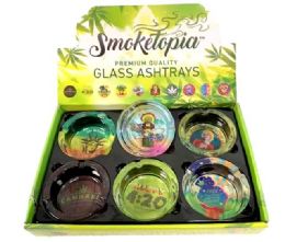 24 Pieces Marijuana Style Glass Ashtray - Ashtrays