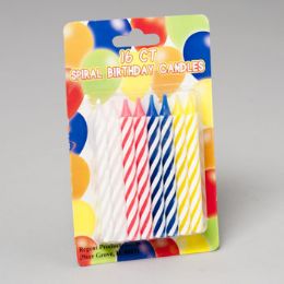 72 Bulk Birthday Candles 3in Spiral 16ct 4color/pk Party Blc