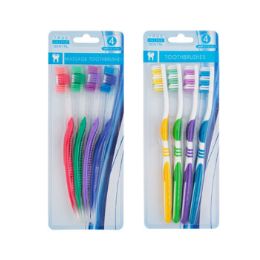 36 Wholesale Toothbrush Adult 4pk 2asst Soft