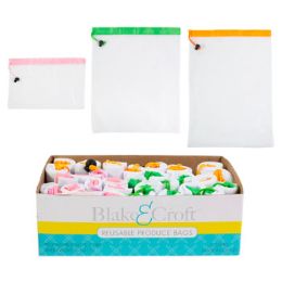 36 pieces Produce Bag Washable Tery Lene 3ast Size/color In 36pc Pdq Sleeve Card - Storage & Organization