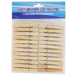 36 packs Clothespins Wooden 24ct 7-Coil Spring 2.785in L Cleaning Pbh - Clothes Pins