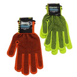 48 pieces Neon Glove Blacled Dotted Astd - Working Gloves