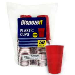 12 pieces Dispozeit Plastic Cup 16 Oz / 8.5 G 50 Ct Red & White 2 Tone - Disposable Cups