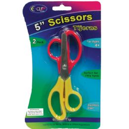 24 Wholesale Childrens Scissors 5in 2pk Sof