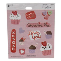 24 pieces Hallmark Valentines Stickers 2 - Valentine Decorations