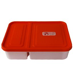 48 pieces Pristine Plastics Lunch Box 7.65 X 6 X 2 In With Dividers Assorted Colored Lids - Plastic Dinnerware