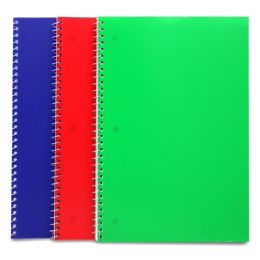 48 pieces Check Plus Poly Spiral Notebook 10.5 X 8 In 70 Sheets 4 Assorted Colors - Notebooks