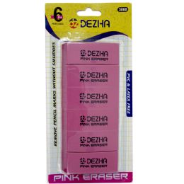 48 Wholesale Dezha Eraser 6pk Pink