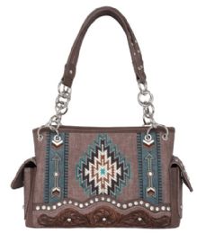 2 Wholesale Montana West Aztec Collection Concealed Carry Satchel Coffee