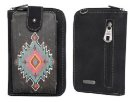 4 Bulk Montana West Aztec Collection Phone Wallet Crossbody Black