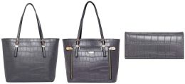 2 Pieces Montana West Plain Faux Leather Satchel And Wallet Set In Grey - Wallets & Handbags