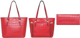 2 Pieces Montana West Plain Faux Leather Satchel And Wallet Set In Red - Wallets & Handbags