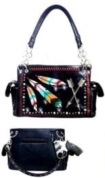 4 Pieces Feather Design Purse Black Color - Shoulder Bags & Messenger Bags