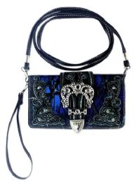 4 Pieces Blue Camo Wallet Purse With Crossbody Strap - Wallets & Handbags