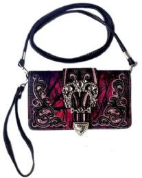 4 Pieces Purple Camo Wallet Purse With Crossbody Strap - Shoulder Bags & Messenger Bags