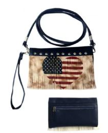 6 Pieces Heart Usa Flag Studs Wallet Purse - Wallets & Handbags