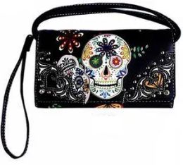 6 Pieces Sugar Skull Wallet Purse - Shoulder Bags & Messenger Bags