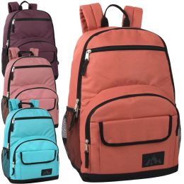 24 Bulk Multi Pocket Function Backpack - 4 Color Girls Assortment
