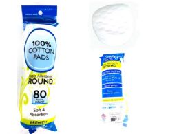 144 Pieces 80pc Cotton Pad Round 2.2 Inches Resealable Bag - Cotton Balls & Swabs