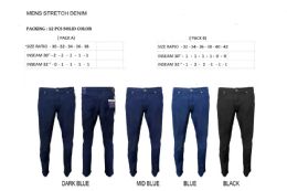12 Wholesale Men's Stretch Denim Jeans