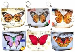 48 Wholesale Large Printed Butterfly Coin Purse