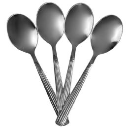 24 Wholesale Home Basics Eternity Mirror Finish 4 Piece Stainless Steel Tea Spoon Set, Silver