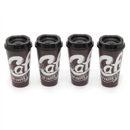28 Wholesale Home Basics 4 Pack Reusable Coffee Cups With Lids, Brown