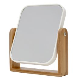 12 Wholesale Home Basics Square Double Sided Cosmetic Mirror, (1x/2x Magnification), Natural