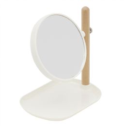 12 Wholesale Home Basics Cosmetic Mirror With Tray, (2x Magnification), Ivory