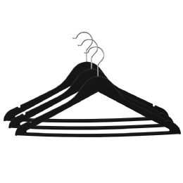 12 pieces Home Basics 3-Piece Rubberized Plastic Hangers, Black - Hangers