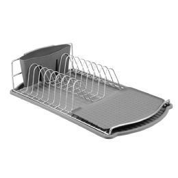 6 pieces Michael Graves Design Satin Finish Steel Wire Compact Dish Rack, Grey - Dish Drying Racks
