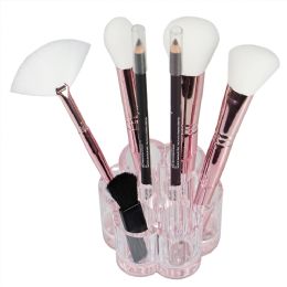 12 pieces Home Basics Round Plastic Cosmetic Organizer With Rose Bottom - Cosmetic Cases