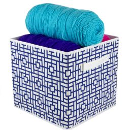12 pieces Home Basics Squared Collapsible Non-Woven Storage Cube, Navy - Storage & Organization