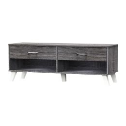 Home Basics 15" x 47" TV Stand With Drawers, Charred Oak - Home Accessories