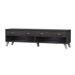 Home Basics 15" x 62" TV Stand With Drawers, Charred Oak - Home Accessories