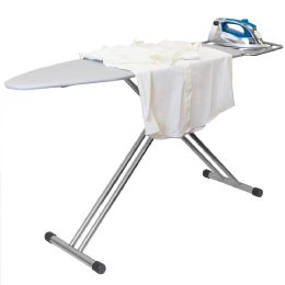 2 Wholesale Home Basics Extra Wide T-Leg Ironing Board with Built-In Metal Iron Rest, Silver